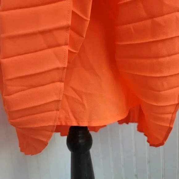 BANANA REPUBLIC $140 Tangerine Orange Pleated Belted Summer Dress Petite Sz 8P - Picture 14 of 14